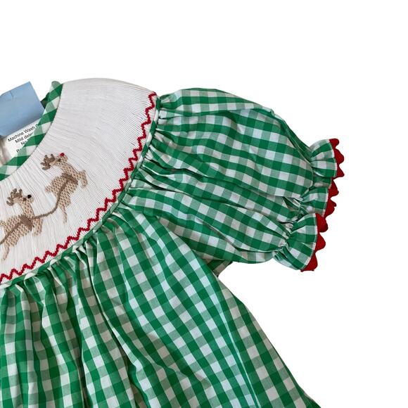 NWT Three Sisters Size 5 Santa Tractor Smocked Dress - Picture 3 of 5